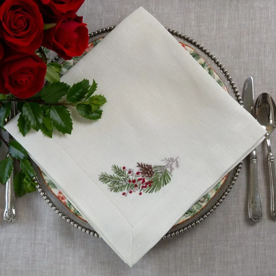 Natale Sprig, Cream (Multi) 22" Square Napkin