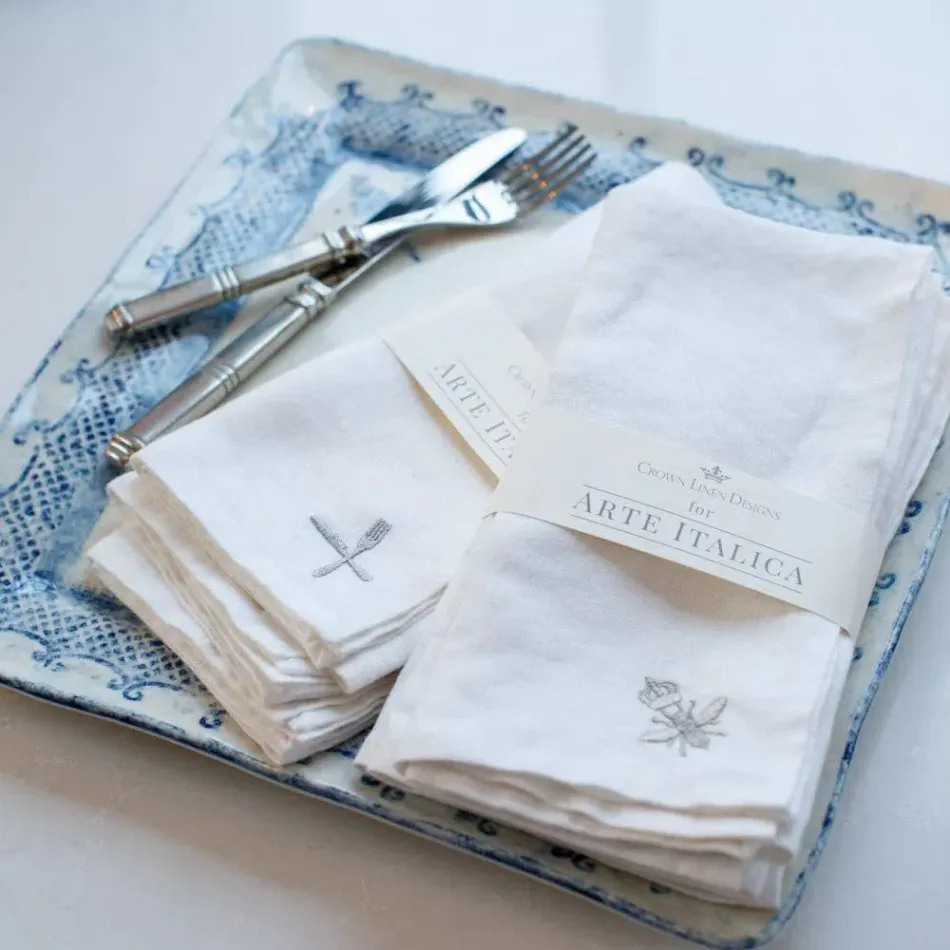 Washed Linen, White (Royal Bee) 20" Square Napkin Set