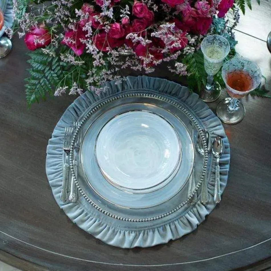 Round Ruffle, Velvet Grey 18" D Placemat