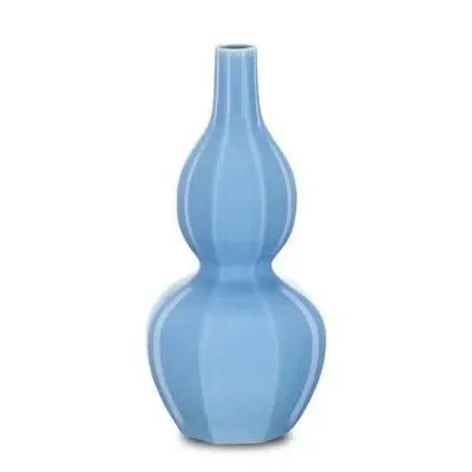 Sky Blue Octagonal Double Gourd Vase