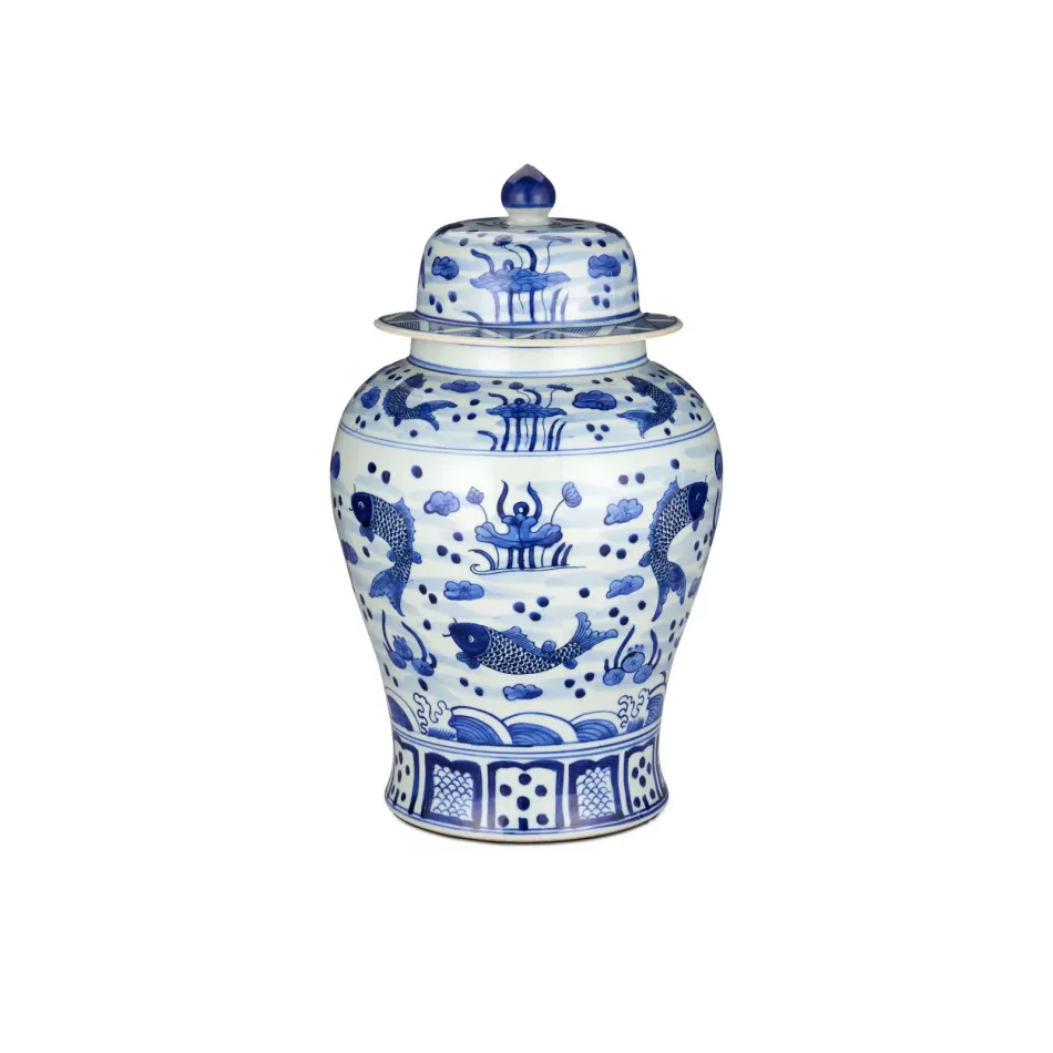 South Sea Blue & White Large Temple Jar