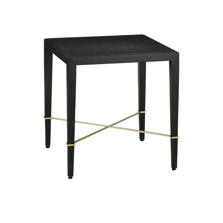 Verona Black Linen End Table