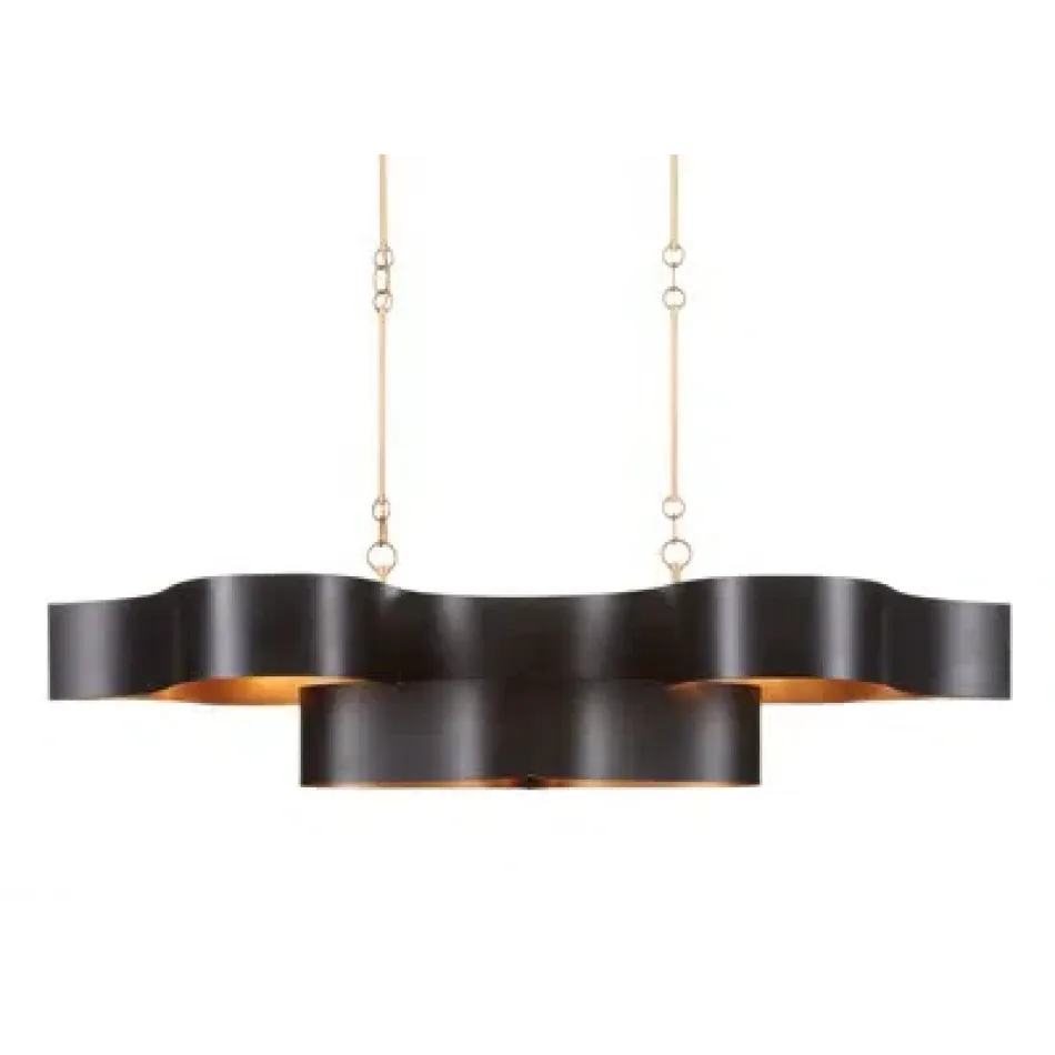 Grand Lotus Black Oval Chandelier