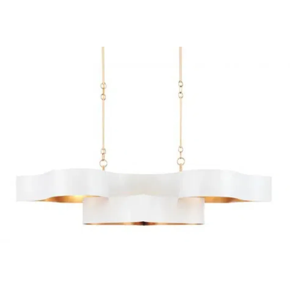 Grand Lotus White Oval Chandelier