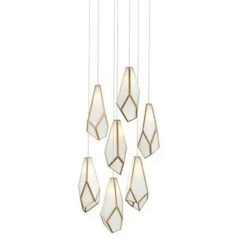 Glace White Round 7-Light Multi-Drop Pendant