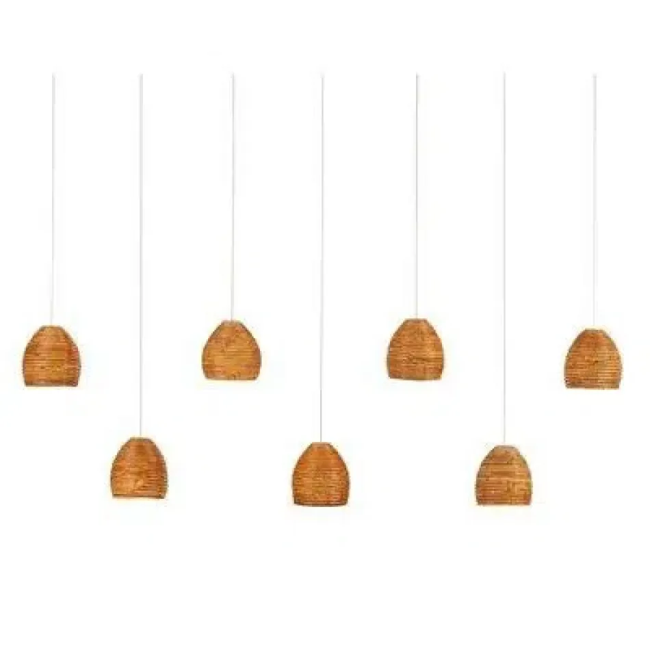 Beehive Rectangular 7-Light Multi-Drop Pendant