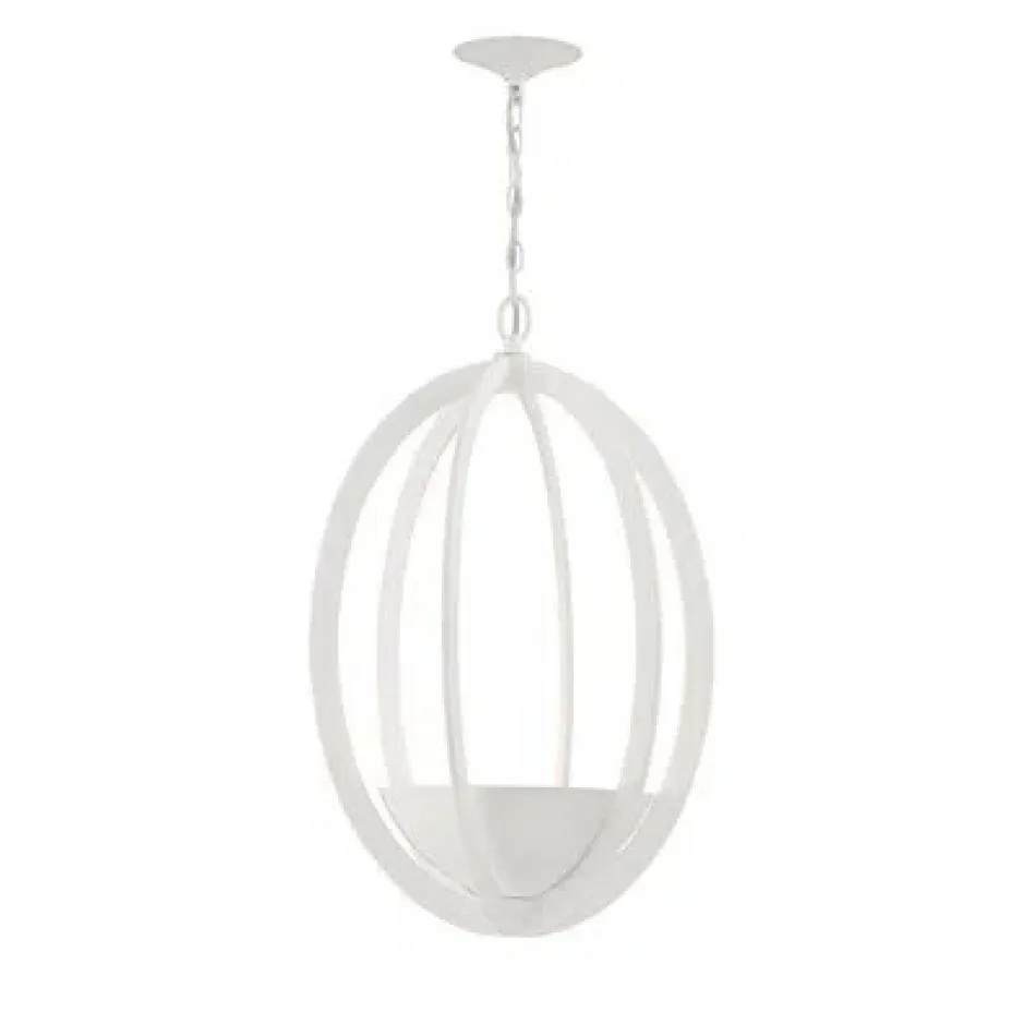 Eclipse 2-Light Contemporary White Oval Chandelier