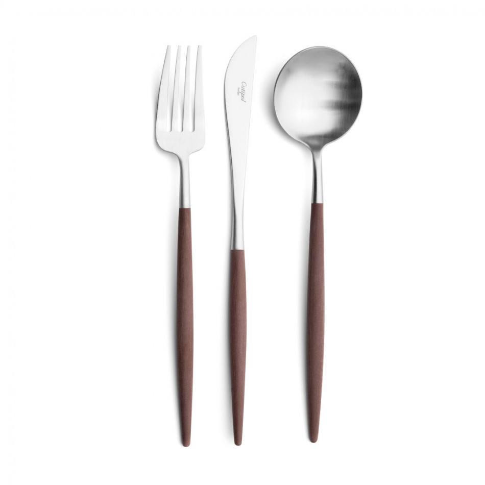 Goa Brown Handle/Steel Matte Appetizer Fork 4.8 in (12.2 cm)