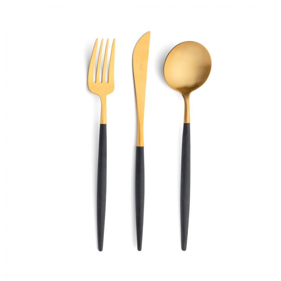 Goa Black Handle/Gold Matte Lobster Fork 8.7 in (22 cm)