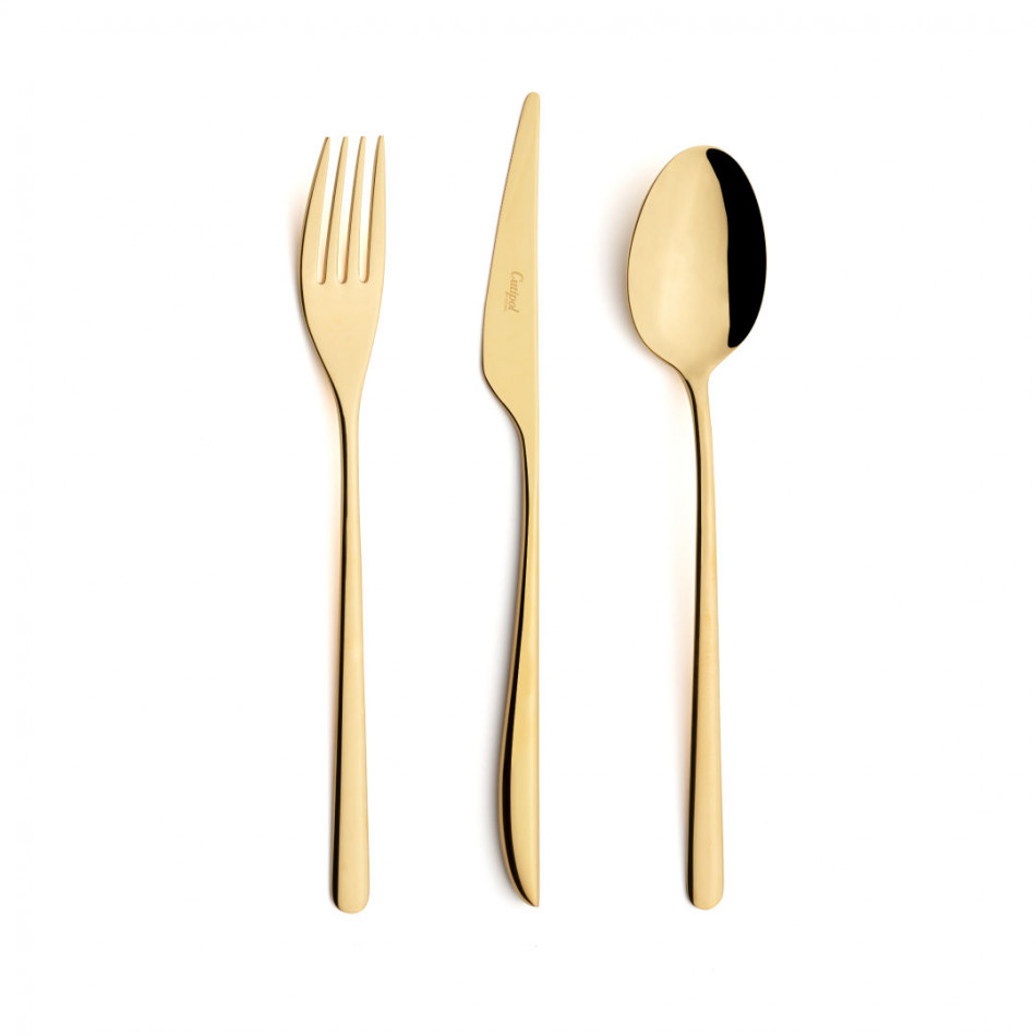 Icon Gold Polished Dessert Fork 7.1 in (18 cm)