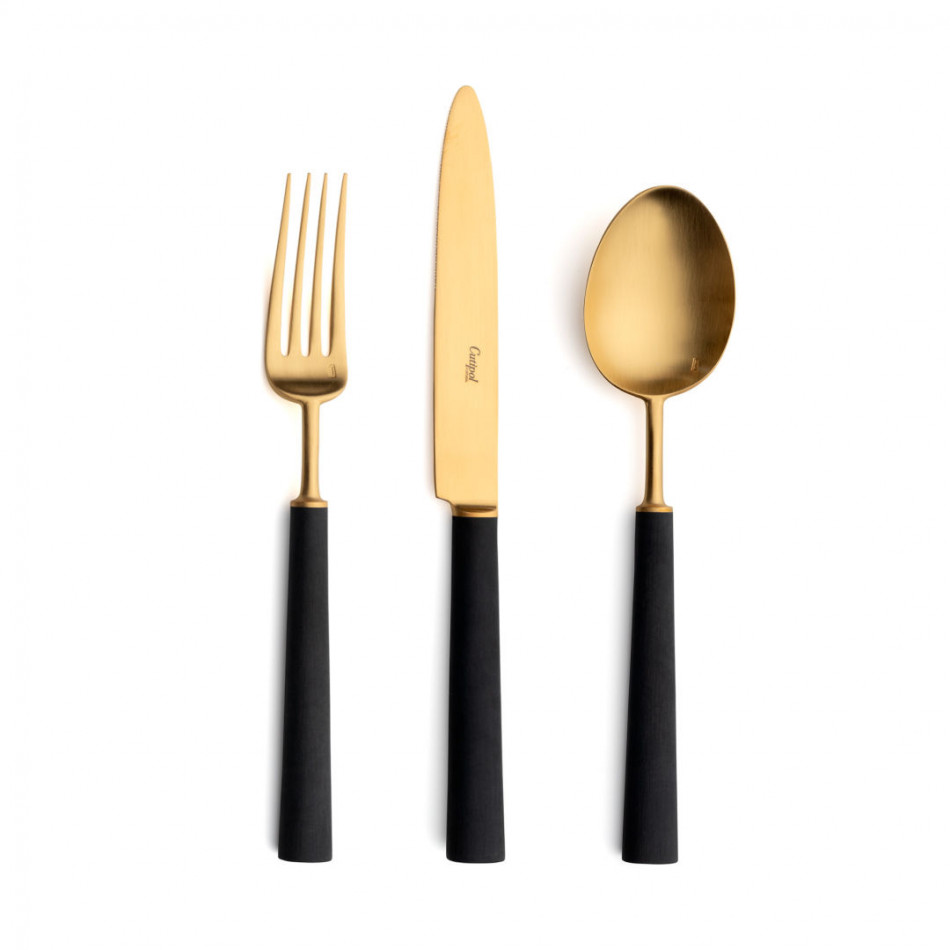 Ebony Black Handle/Gold Matte Fish Fork 7.3 in (18.6 cm)