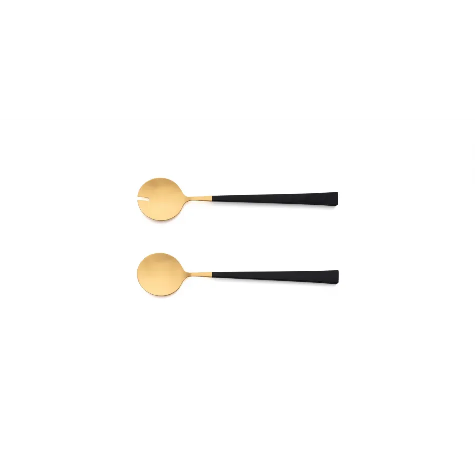 Kube Black Handle/Gold Matte Salad Serving Set 10.8 in (27.5 cm)