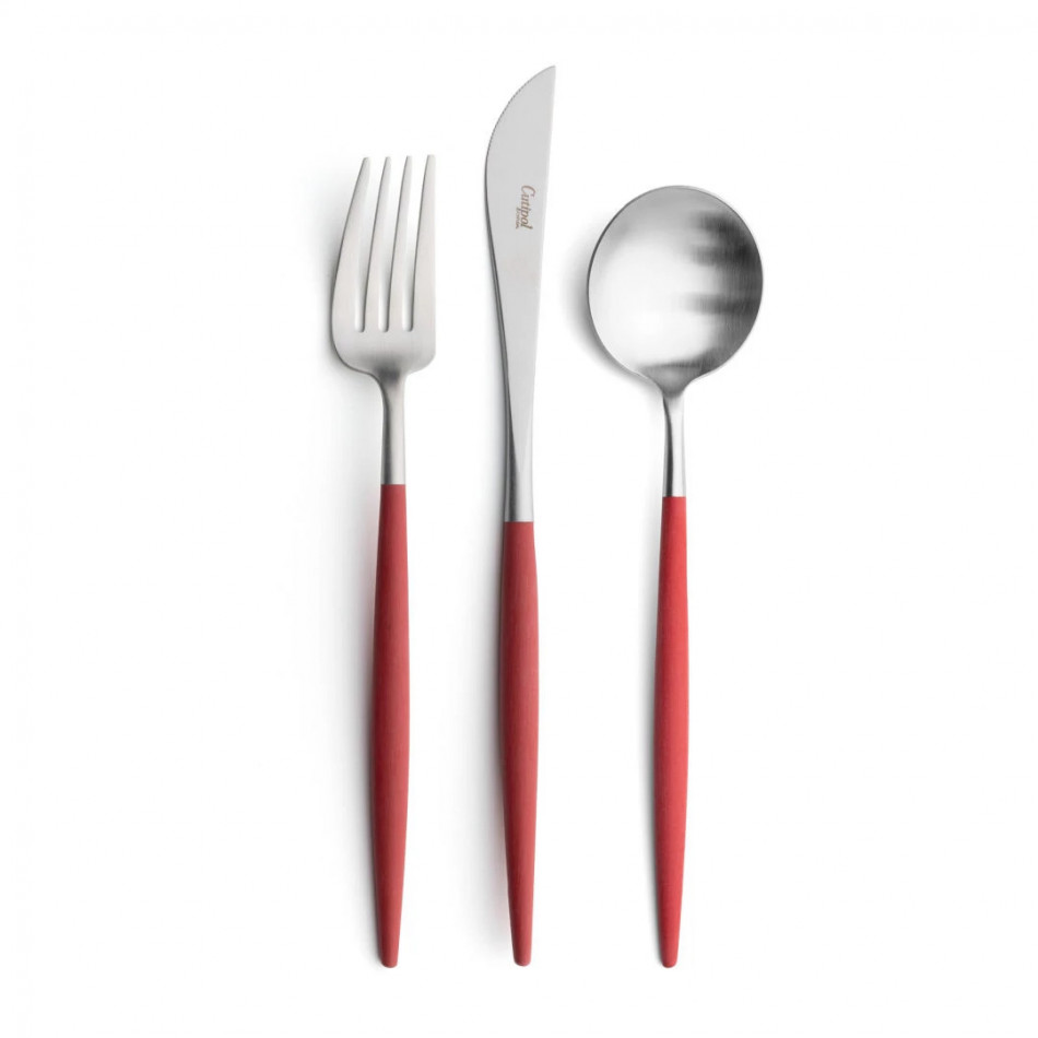 Goa Red Handle/Steel Matte Fish Fork 7.9 in (20 cm)