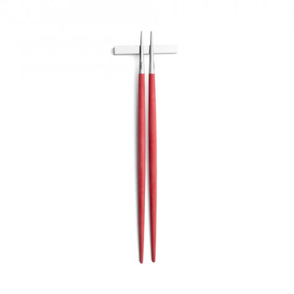 Goa Red Handle/Steel Matte Chopstick Set 8.9 in (22.5 cm)
