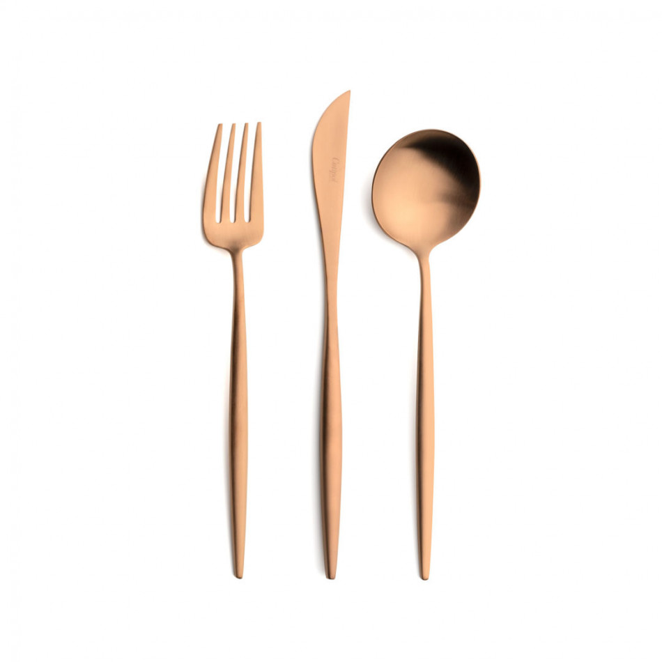Moon Copper Matte 24 pc Set (6x Dinner Knives, Dinner Forks, Table Spoons, Coffee/Tea Spoons)