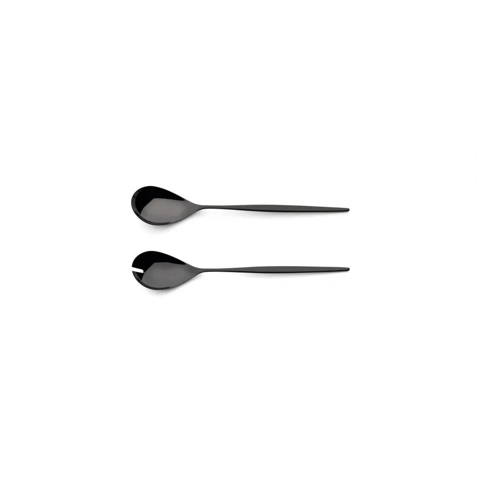 Moon Black Polished Salad Serving Set 11.1 in (28.2 cm)