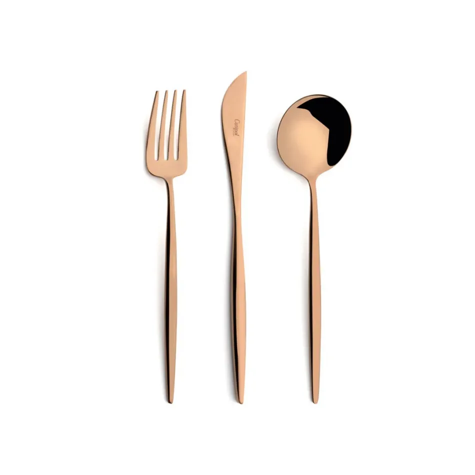 Moon Copper Polished 24 pc Set (6x Dinner Knives, Dinner Forks, Table Spoons, Coffee/Tea Spoons)