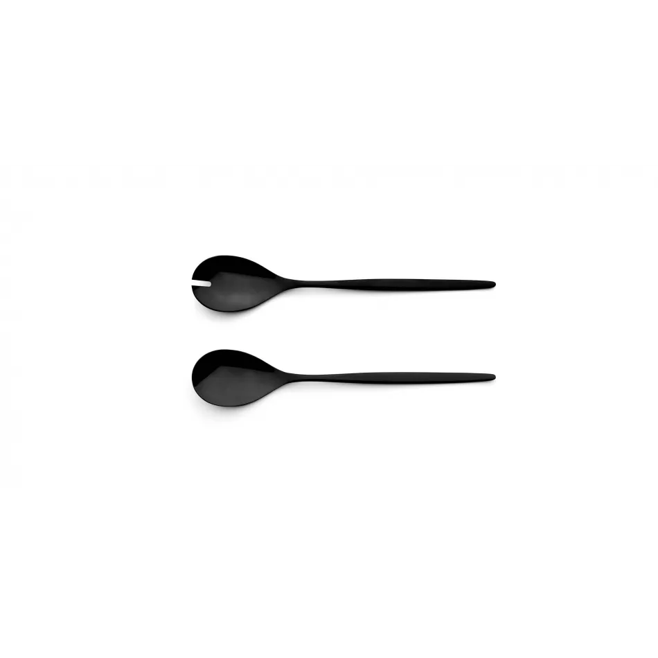 Solo Black Polished Salad Serving Set 9.8 in (25 cm)