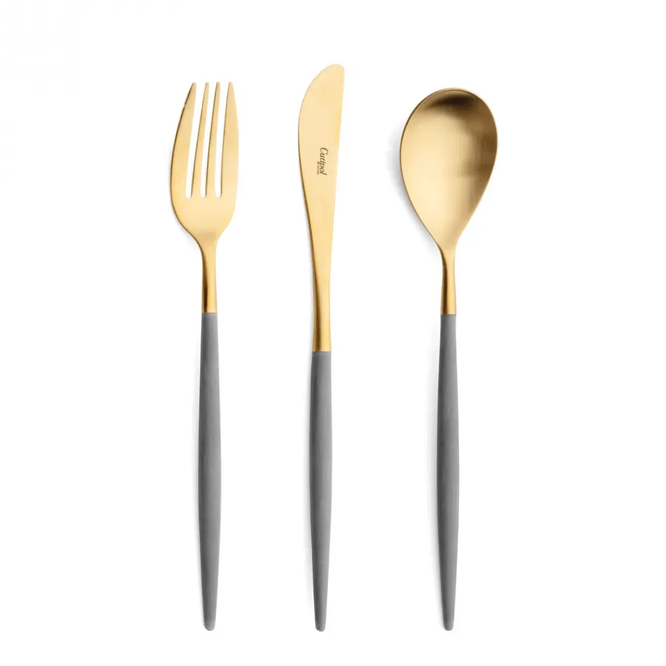 Mio Grey Handle/Gold Matte Dinner Fork 8.5 in (21.7 cm)
