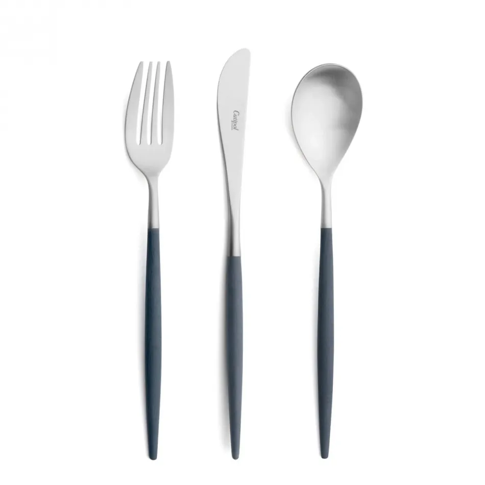 Mio Steel Matte/Blue Handle Gourmet Spoon 8.8 in (22.3 cm)