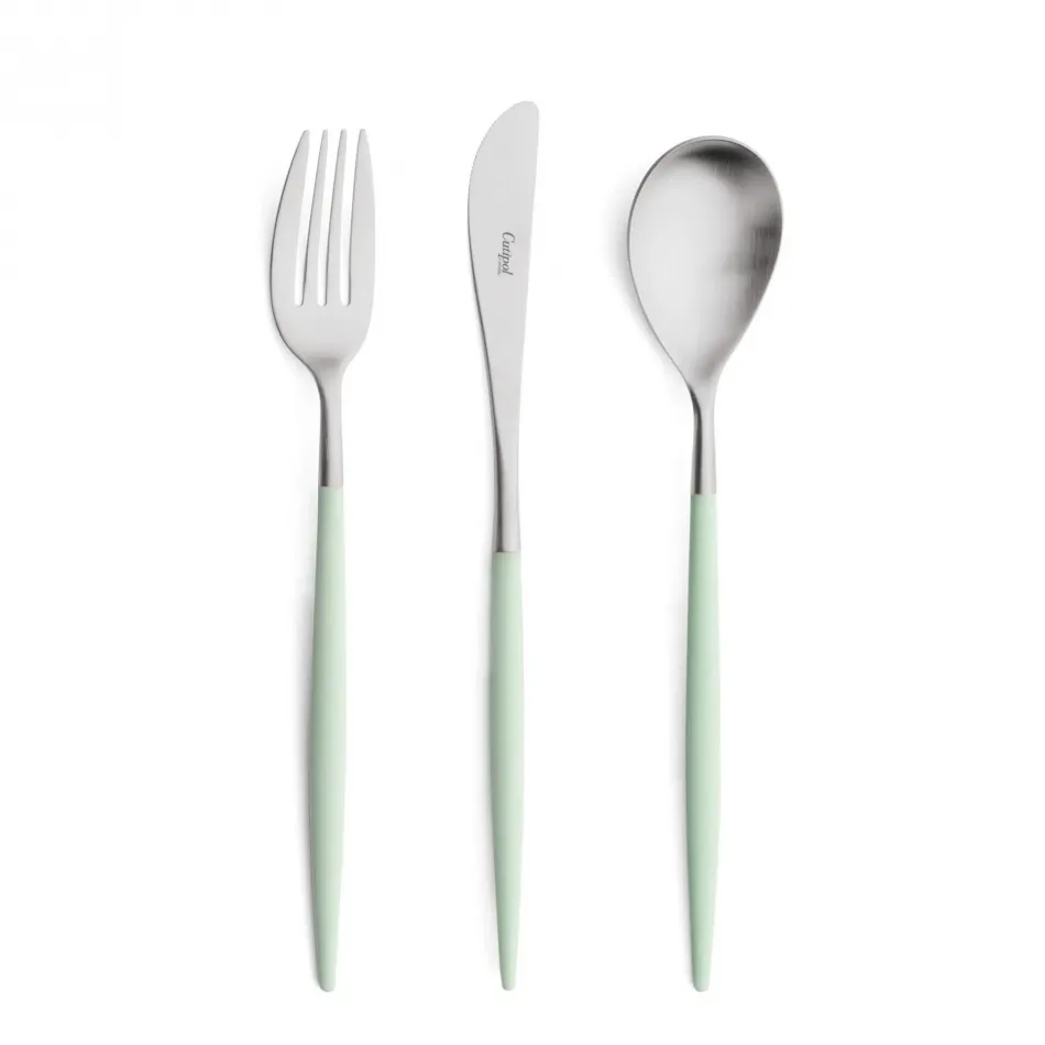 Mio Steel Celadon Handle/Steel Matte 24 pc Set (6x Dinner Knives, Dinner Forks, Table Spoons, Coffee/Tea Spoons)