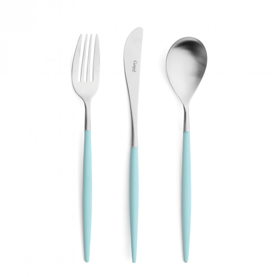 Mio Steel Turquoise Handle/Steel Matte Salad Serving Set 11.4 in (29 cm)