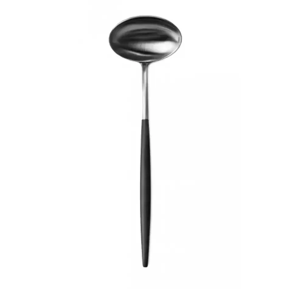 Goa Black Handle/Steel Matte Soup Ladle 11.8 in (30 cm)