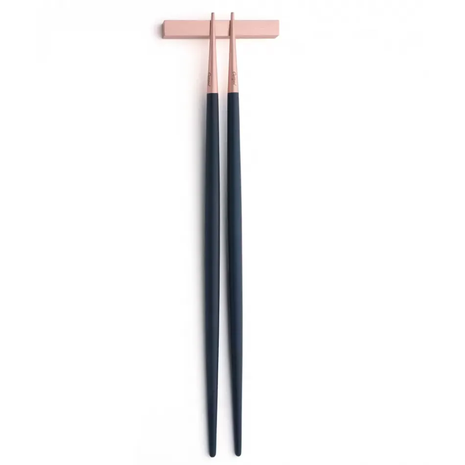 Goa Blue Handle/Rose Gold Matte Chopstick Set 8.9 in (22.5 cm)