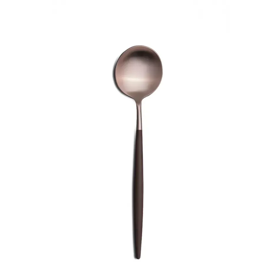 Goa Brown Handle/Rose Gold Matte Dessert Spoon 7.1 in (18 cm)