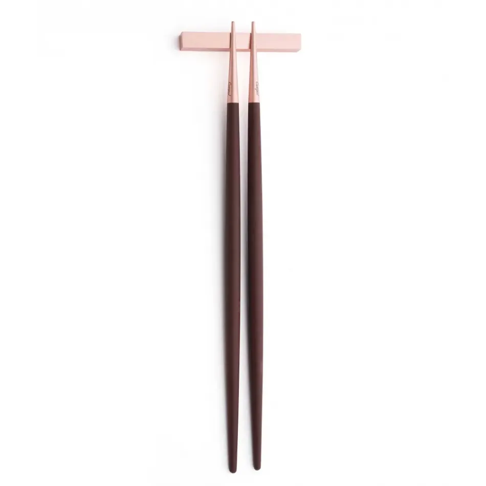 Goa Brown Handle/Rose Gold Matte Chopstick Set 8.9 in (22.5 cm)