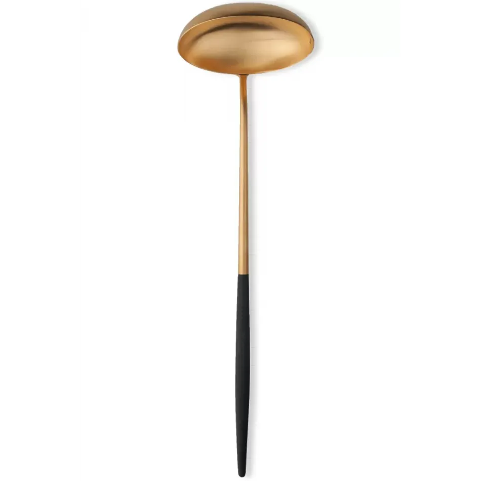 Goa Black Handle/Gold Matte Soup Ladle 11.8 in (30 cm)