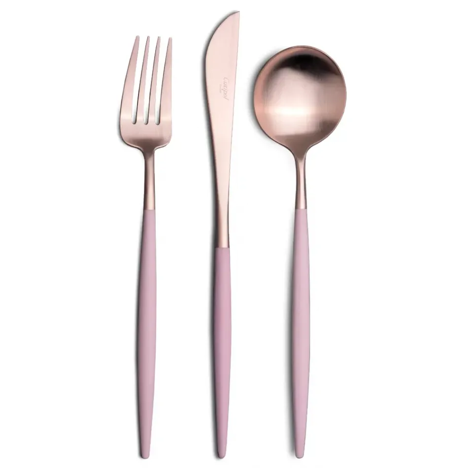 Goa Rose Pink Handle/Gold Matte 24 pc Set (6x Dinner Knives, Dinner Forks, Table Spoons, Coffee/Tea Spoons)