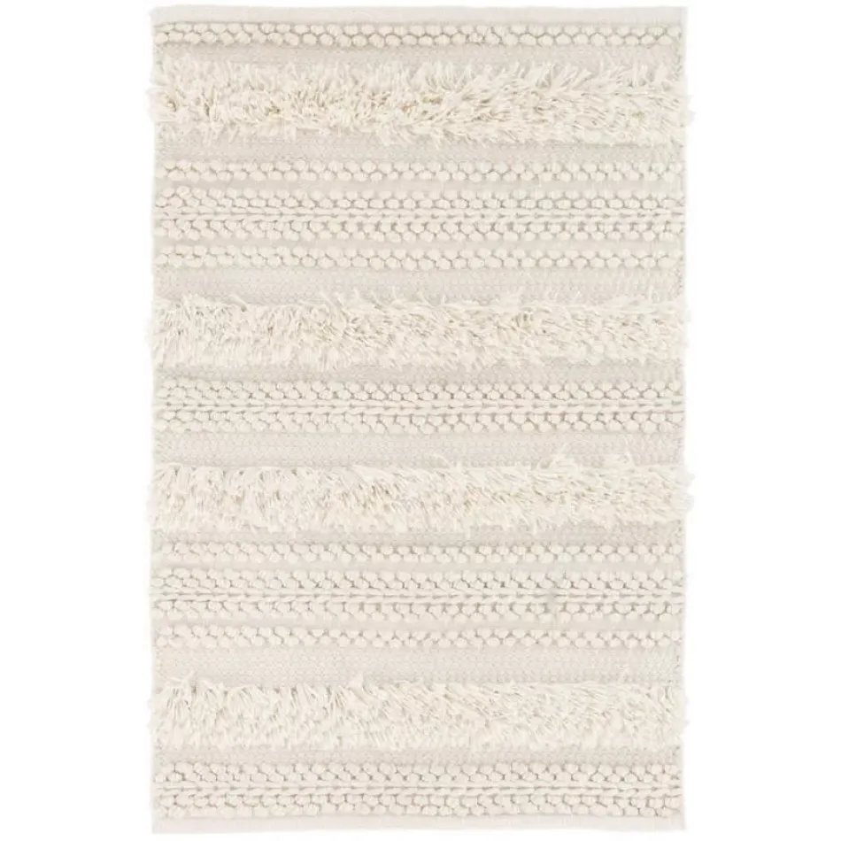 Zhara Stripe Ivory Handwoven Indooor/Outdoor Rug 5' x 8'