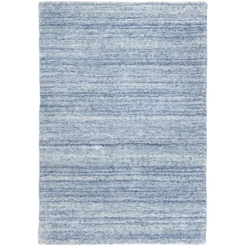 Nordic Blue Hand Loom Knotted Polyester/Rayon Rug 6' x 9'