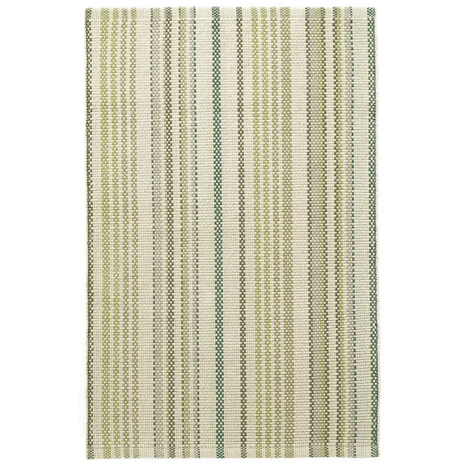 Oslo Stripe Green Woven Cotton Runner 2.5' x 8'