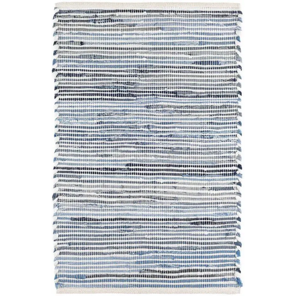 Denim Rag Blue White Woven Cotton Rug 10' x 14'