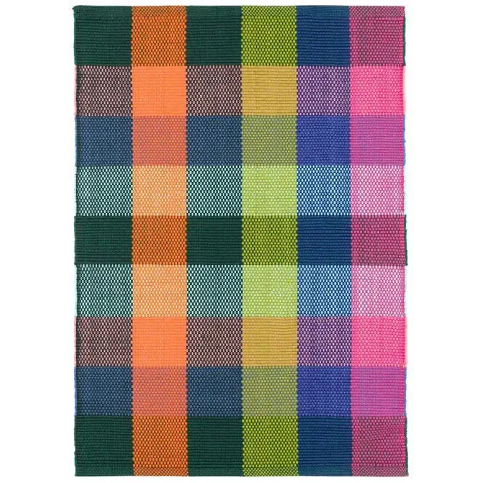 Happy Plaid Multi Handwoven Indooor/Outdoor Rug 4' x 6'