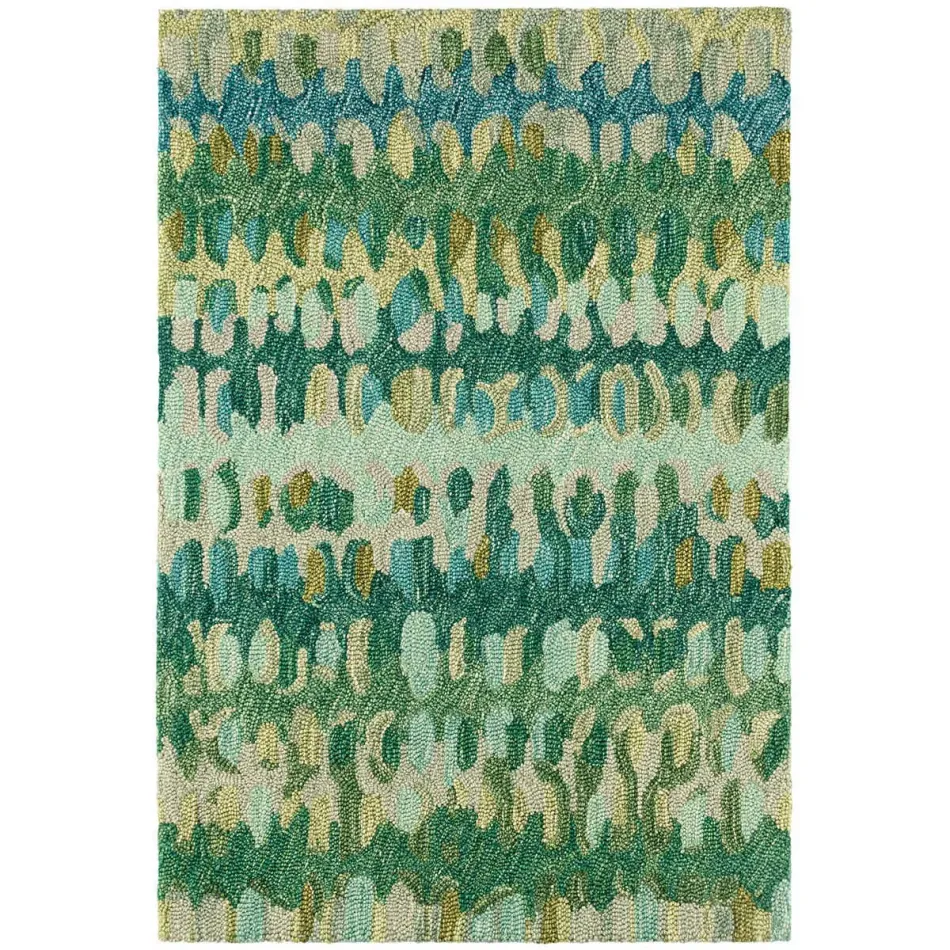 Paint Chip Moss Hand Micro Hooked Wool Rug 2' x 3'
