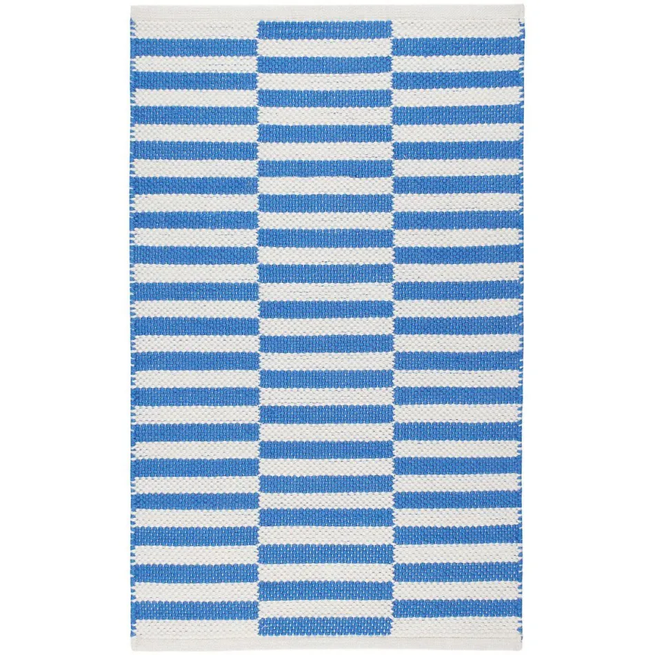 Sailing Stripe French Blue Handwoven Indoor/Outdoor Rug 5' x 8'