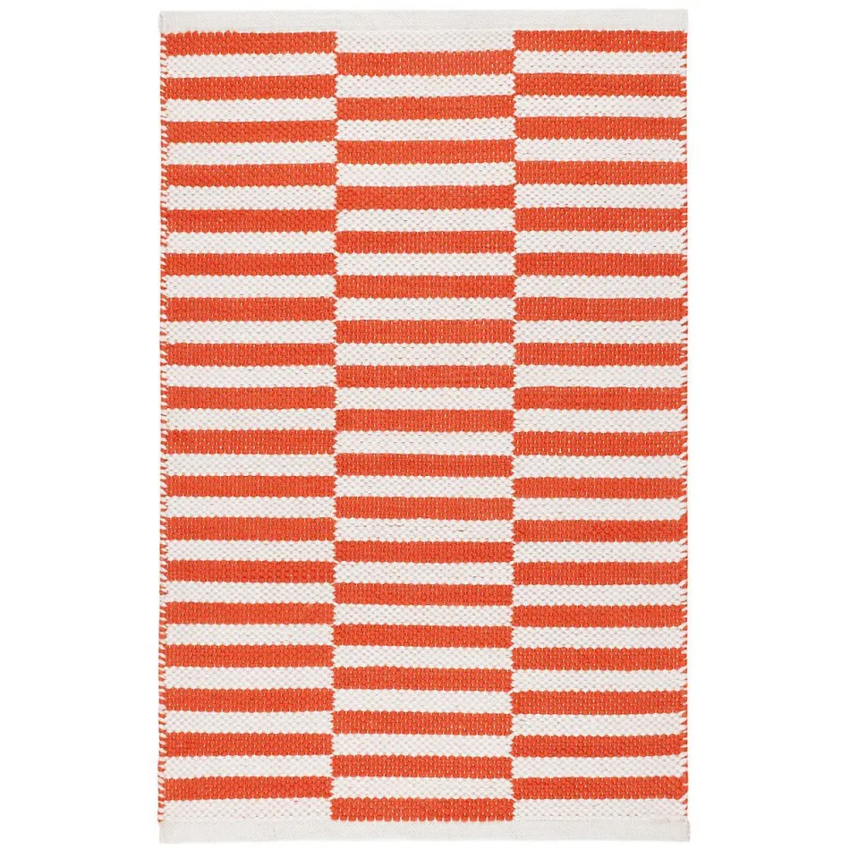 Sailing Stripe Tangerine Handwoven Indoor/Outdoor Rug 8' x 10'