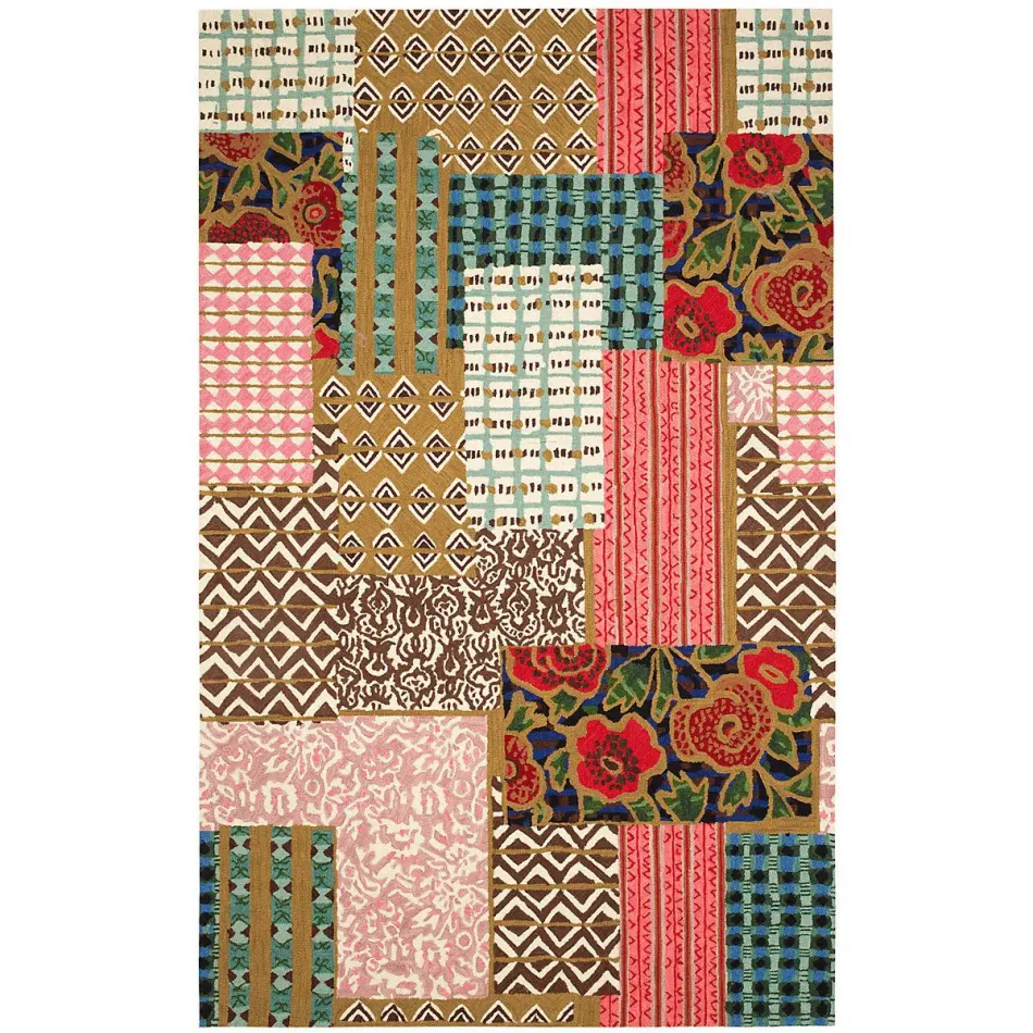 Elm Patchwork Multi Hand Micro Hooked Wool Rug