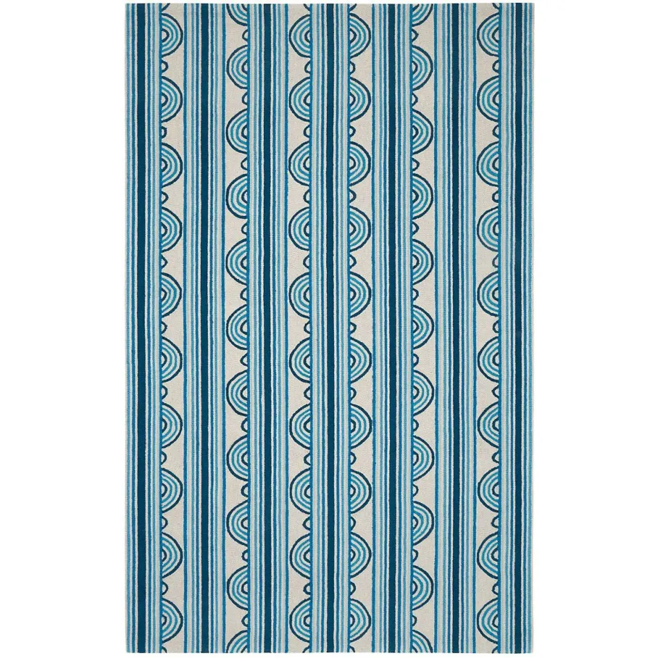 Button Blue Hand Micro Hooked Wool Rugs