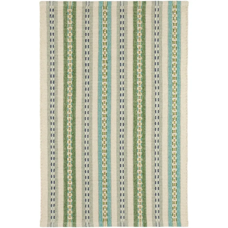 Long Slade Teal Handwoven Cotton Rugs