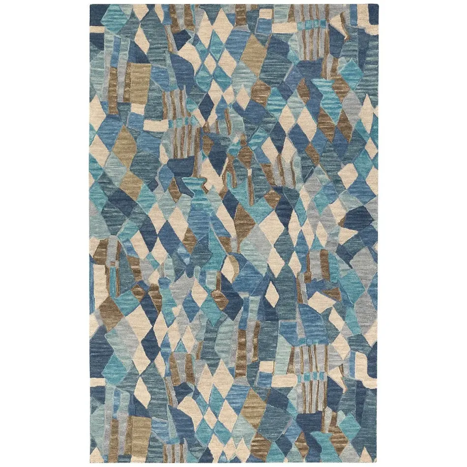 Deer Leap Blue Hand Hooked Wool Rugs