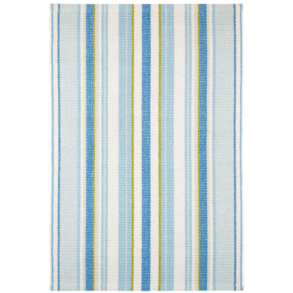 Daphne Stripe French Blue Handwoven Cotton Rug 9x12