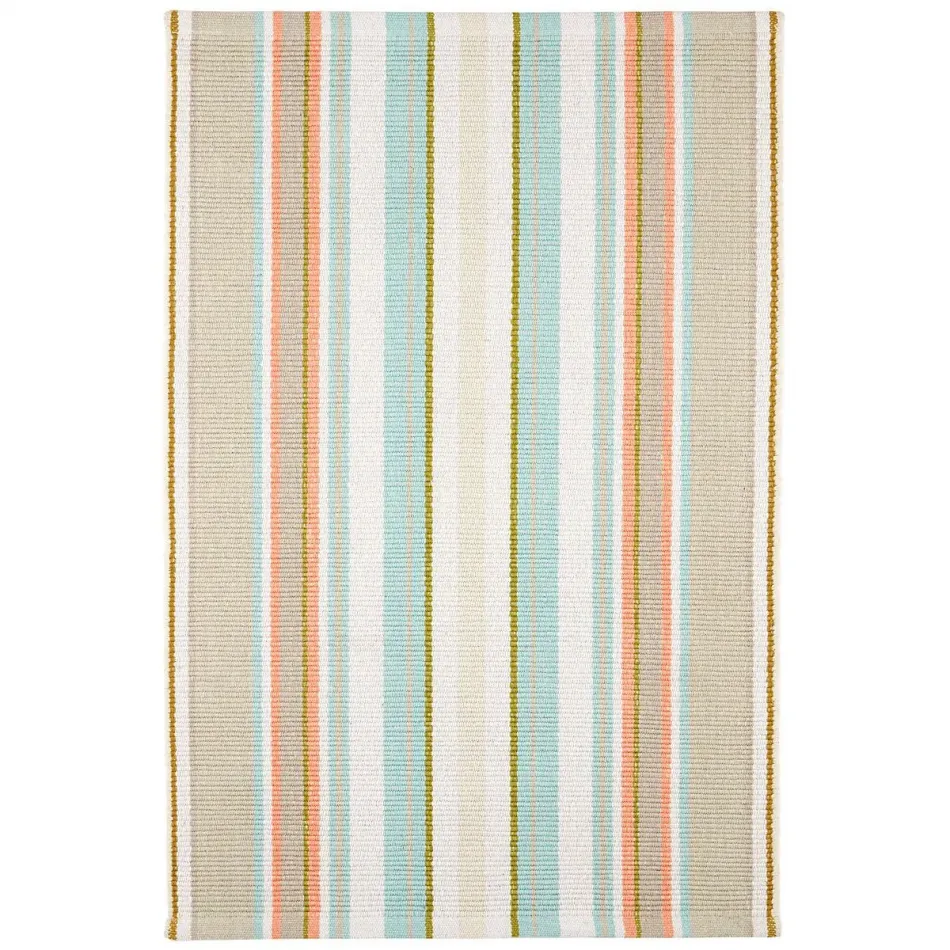 Daphne Stripe Sky Handwoven Cotton Rug