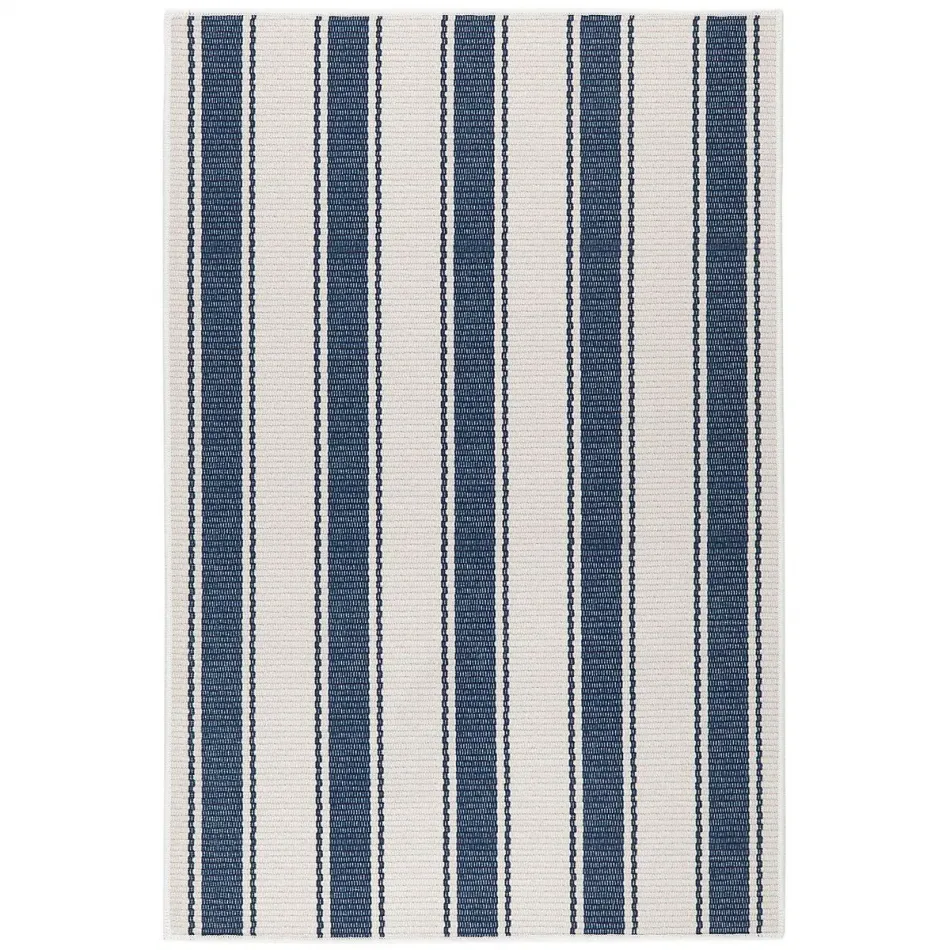 Blue Awning Stripe Machine Washable Rug 8' x 10'