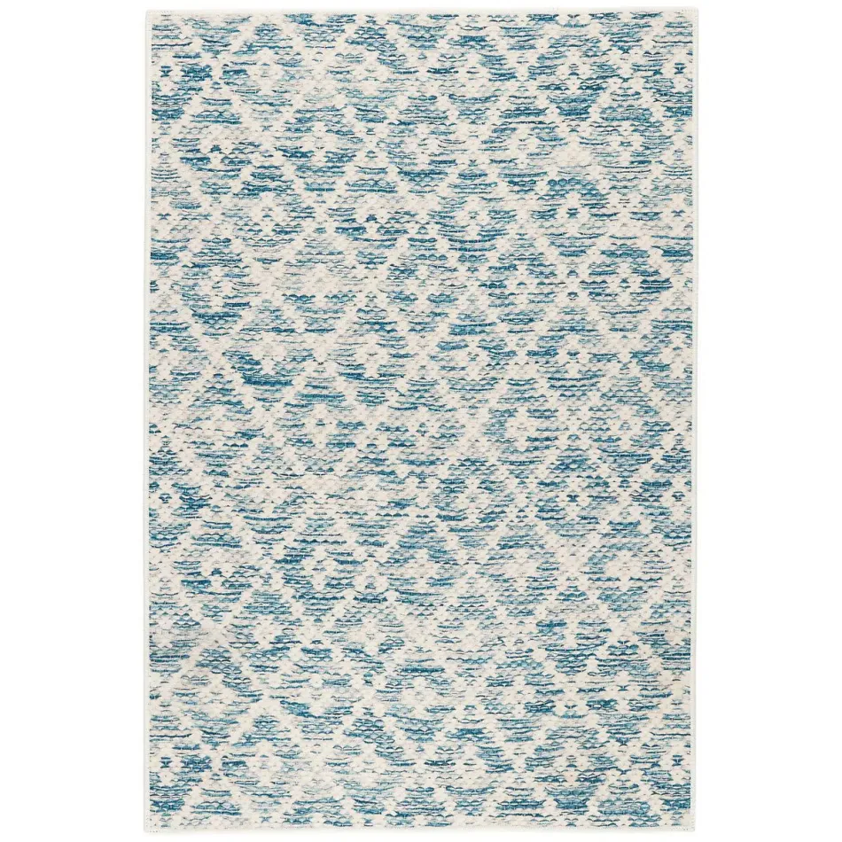 Melange Diamond Blue Machine Washable Rug 5' x 8'