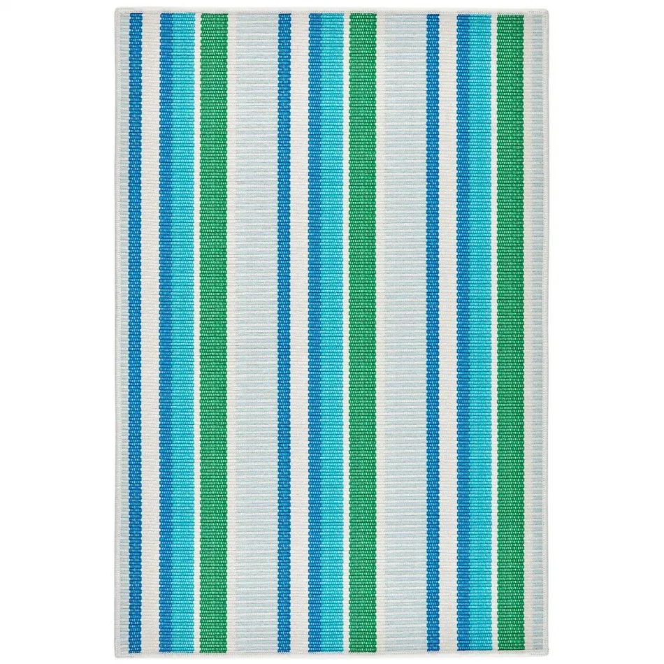 Always Greener by Kit Kemp Cobalt/Green Machine Washable Rugs