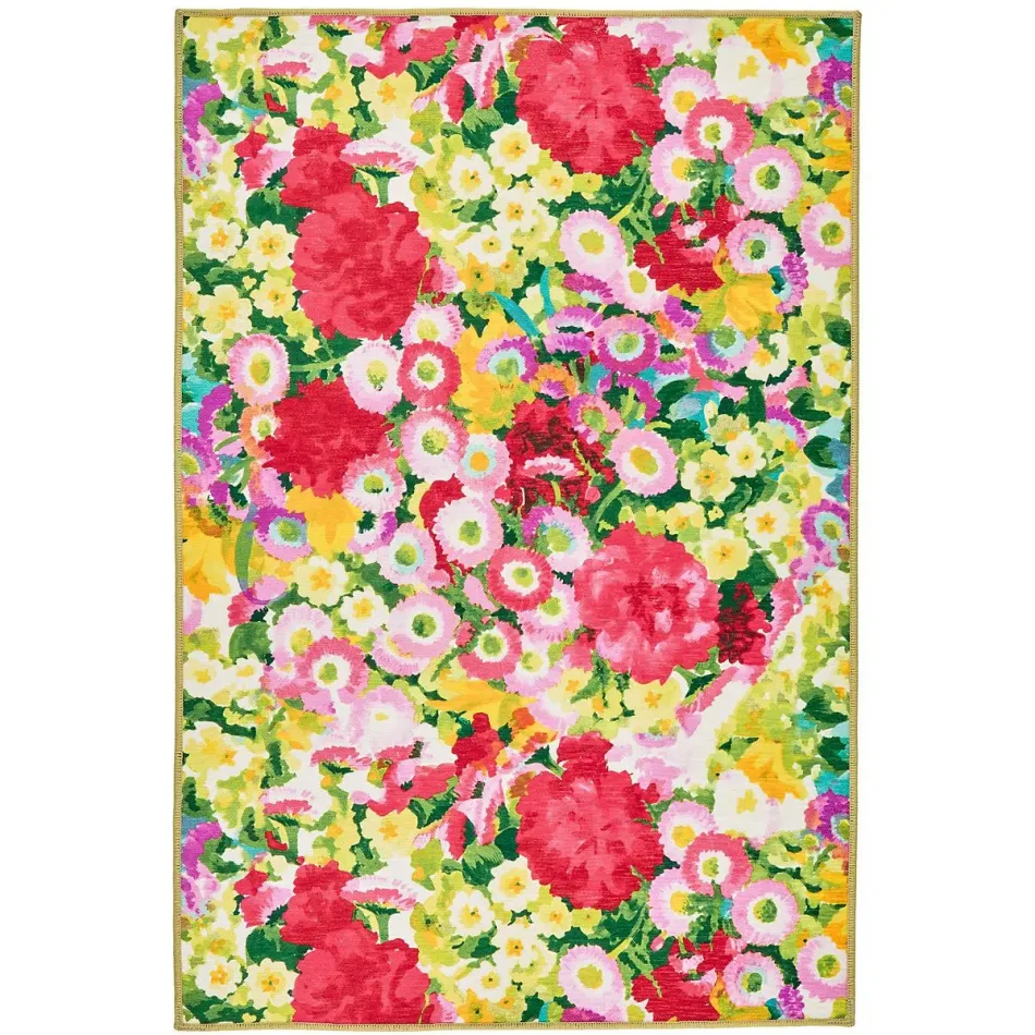 Chamomile by Frances Valentine Cluster Multi Machine Washable Rug Swatch 12" X 17"